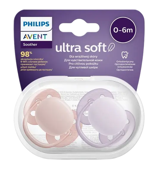 PHILIPS AVENT Šidítko Ultrasoft Premium neutral 0-6m dívka 2 ks