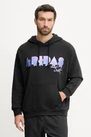 Bavlněná mikina adidas Performance PRIDE pánská, černá barva, s kapucí, vzorovaná, JW1615