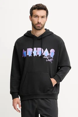Bavlněná mikina adidas Performance PRIDE pánská, černá barva, s kapucí, vzorovaná, JW1615