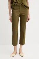 Kalhoty Sisley dámské, zelená barva, střih cigarette, medium waist, 4ENMLE02X