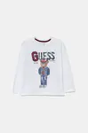 Dětské bavlněné tričko s dlouhým rukávem Guess bílá barva, N5YI23 K8HM4