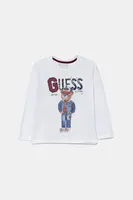 Dětské bavlněné tričko s dlouhým rukávem Guess bílá barva, N5YI23 K8HM4