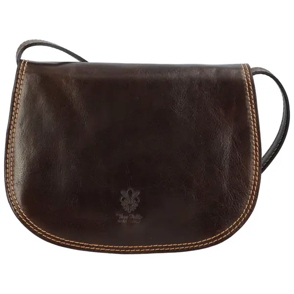 Dámská kožená crossbody kabelka tmavě hnědá - Delami Elrosa