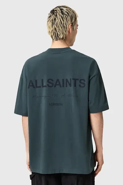 Bavlněné tričko AllSaints FUTURE pánské, šedá barva, s potiskem, M006PD