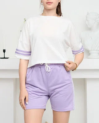 Resti Women's sports tracksuit set with purple stripes - Clothing
