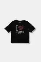 Dětské bavlněné tričko Guess černá barva, J5BI07 I3Z14