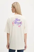 Bavlněné tričko Hugo Blue dámské, béžová barva, 50547957