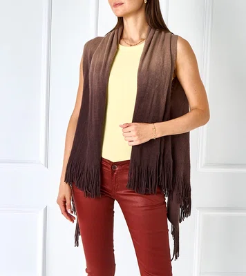 Gemre Brown fringed wrap Lankinaka