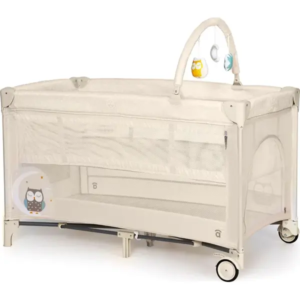Asalvo COMPLET DUO cestovná postieľka s druhým dňom a hrazdičkou, owl