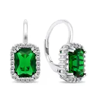 Brilio Silver Moderné strieborné náušnice so smaragdmi EA400WG