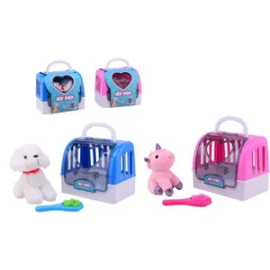 Plyšový psík-jednorožec v prepravke