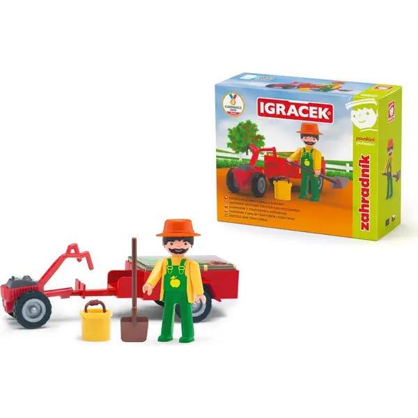 Igráček Záhradník figúrka s traktorkom a príslušenstvom