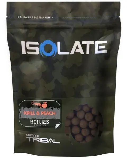 Shimano boilie isolate krill peach - 1 kg 20 mm