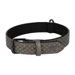 Kožený obojek Flamingo Patti šedá - XL