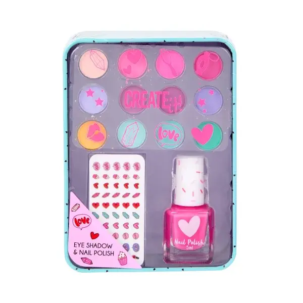 Sada oční stíny a lak na nehty plechová dóza