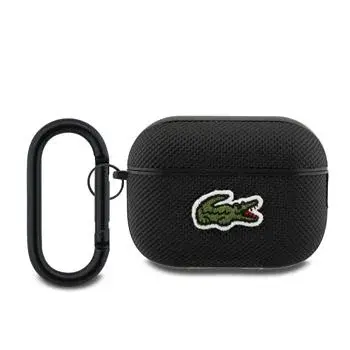 Pouzdro Lacoste Petit Pique Croc Logo Patch pro AirPods 4, černá