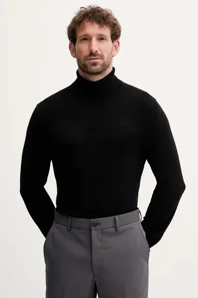 Svetr Lindbergh pánský, černá barva, s golfem, 30-80094