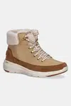 Semišové boty Skechers GLACIAL ULTRA - AUTUMN DAYS hnědá barva, na plochém podpatku, lehce zateplené, 144206