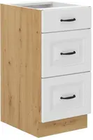 Spodní skříňka Stilo 40 D 3S BB - Premium Box Barva korpusu: Dub artisan, Barva dvířek: Bílá