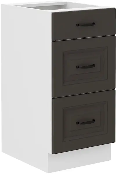 Spodní skříňka Stilo 40 D 3S BB - Premium Box Barva korpusu: Bílá, Barva dvířek: Grafit