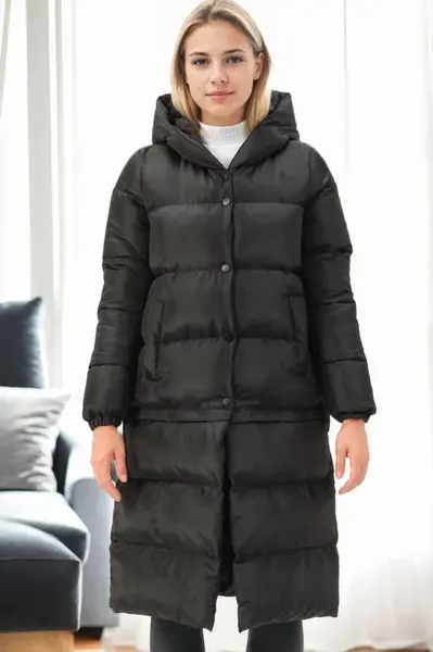 Z6772 DEWBERRY SHORTENABLE LADIES' COAT-BLACK-1