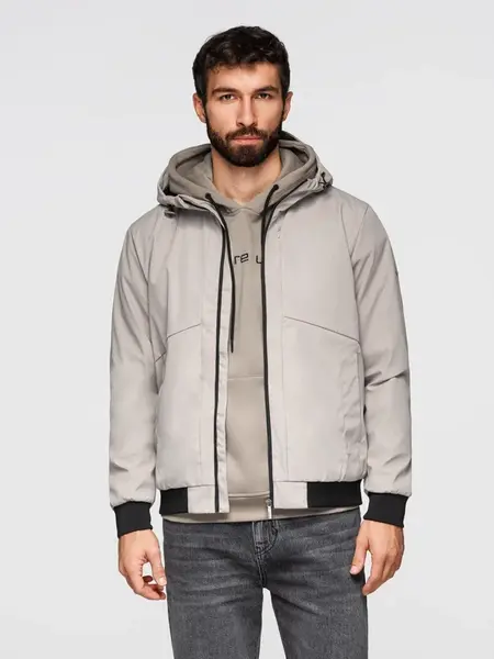 Ombre Men's lightweight jacket with mesh lining and hood - grey