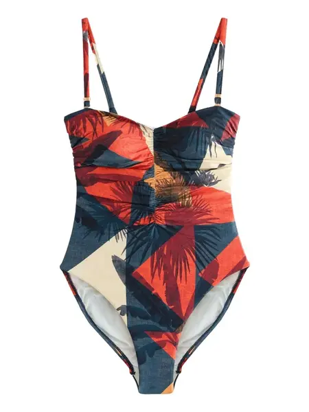 Next Jednodielne plavky  krémová / námornícka modrá / tmavooranžová