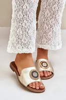 Lewski Shoes Kožené Pantofle S Dekorací Na Plochém Podpatku Zazoo