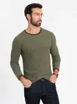 Ombre Men's knitted sweater with structured dots - olive