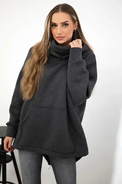 Zateplená mikina se zipem vzadu grafitová