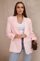 Elegantní bunda s klopami světle pudrově růžová