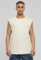 Bílé pískové tričko bez rukávů s otevřeným okrajem