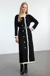 Trendyol Black Belted Buttoned Knit Color Block Dress