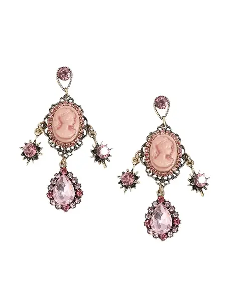 SOHI Náušnice 'Devnet'  zlatá / fialová / ružová