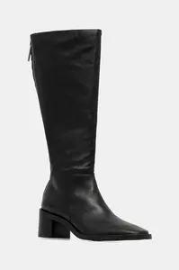 Kožené kozačky Calvin Klein BLOCK HEEL KNEE BOOT LTH