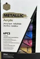 Sada akrylových barev – Metalické, 6 ks