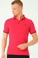 T8586 DEWBERRY MEN'S POLO NECK T-SHIRT-FUCHSIA-2