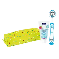 CHICCO Set zubní kartáček a pasta v pouzdře - Tiger, 3r+