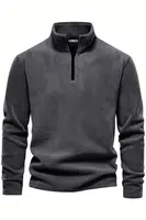 49143 Dewberry Half Zipper Stand Collar Mens Fleece-DARK GREY