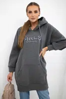 Zateplená mikina s vyšitým nápisem oversize grafit