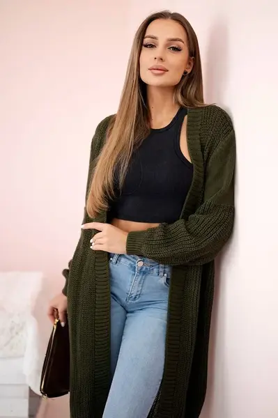 Dlouhý svetr khaki