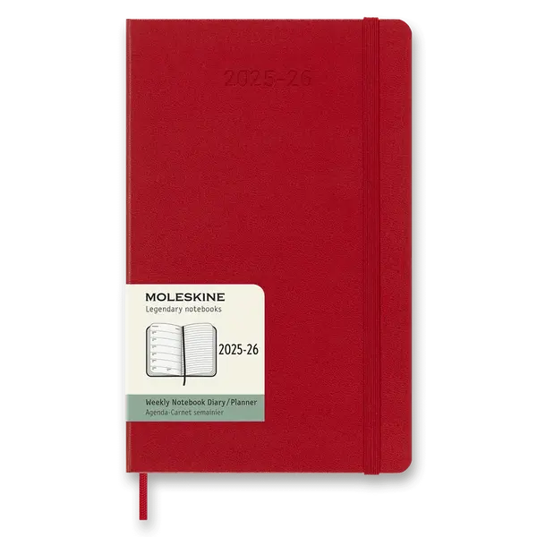 18měsíční diář Moleskine 2025 - 26 - tvrdé desky, L, týdenní - červený
