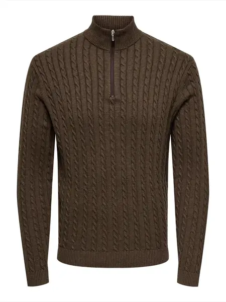 Only & Sons Sveter 'ONSLoui'  čokoládová