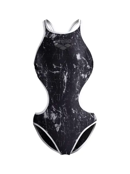 ARENA Jednodielne plavky 'LACQUER'  tmavosivá / čierna / biela