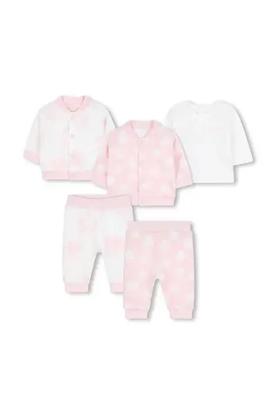 Kojenecká oboustranná bavlněná souprava Marc Jacobs růžová barva, W60693