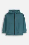 Dětská mikina Coccodrillo zelená barva, s kapucí, hladká, CITY RACING BOY JUNIOR