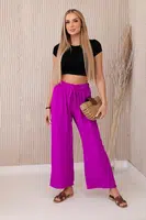 Wide-waisted trousers in dark purple colour