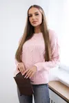 Sweater with cable weave powder pink