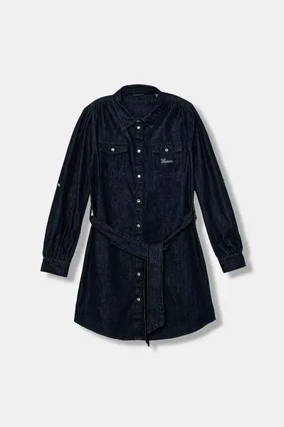 Dětské riflové šaty Guess tmavomodrá barva, mini, J5BK22 D4EU0