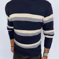 Pánsky pruhovaný sveter Farba granátová DSTREET